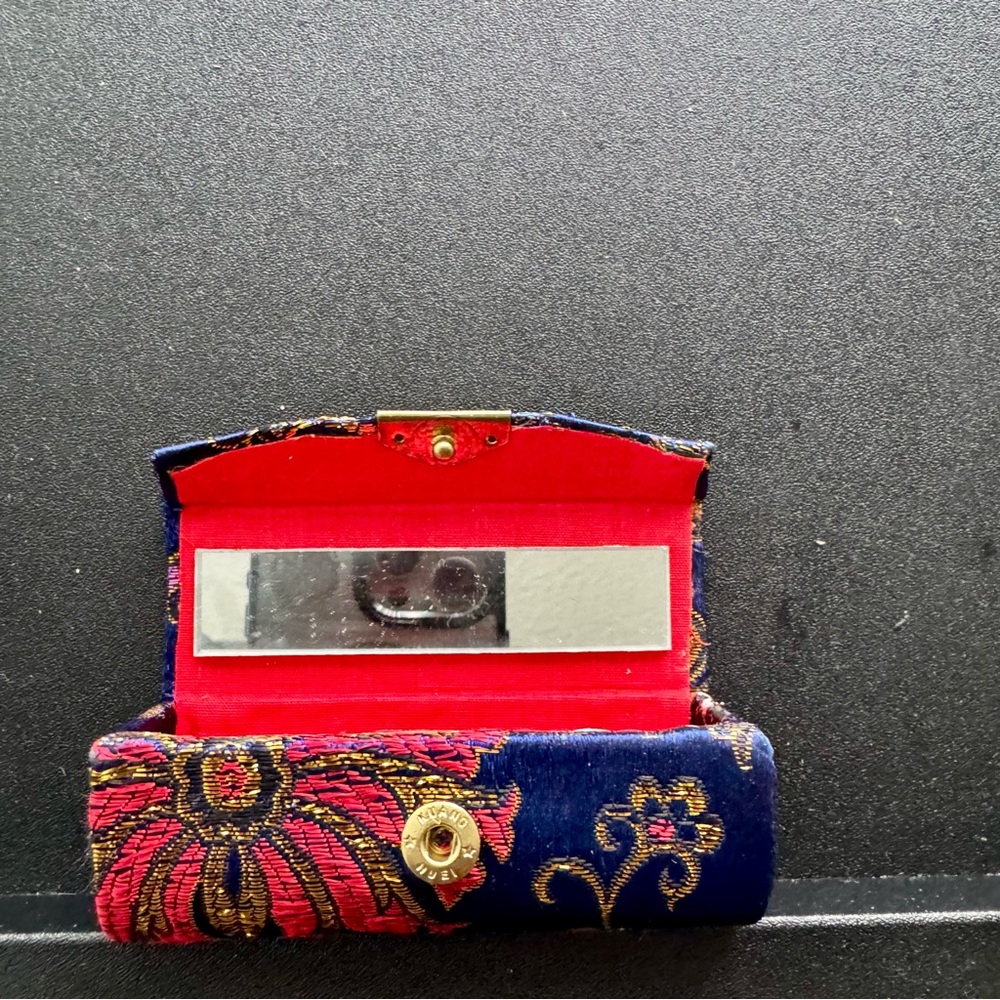 Floral Embroidered Clutch with Mirror